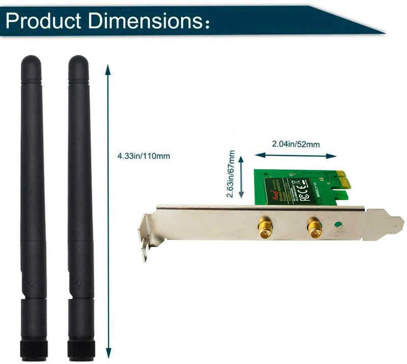 PCI-e PCI Express Network Card (8541711260) 802.11b/g/n 300Mbps Wireless WiFi Card Adapter with 2 Detachable 2DB Antenna