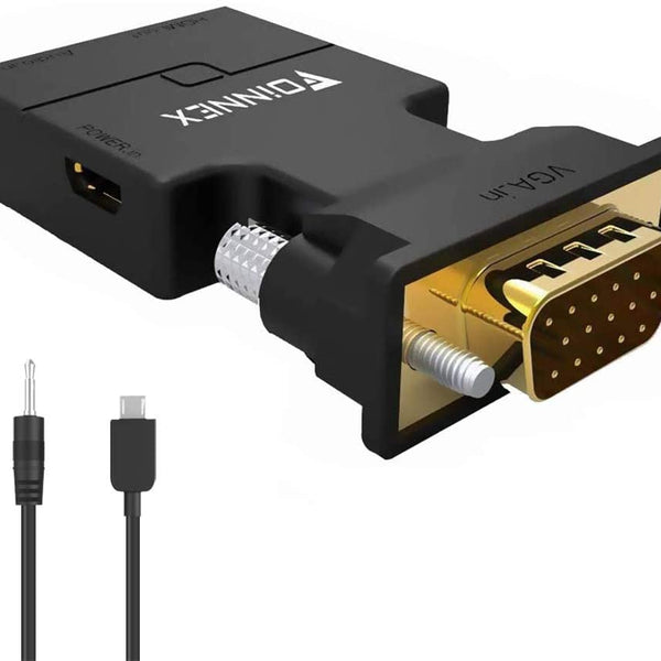 VA-HDMI-VGA, HDMI to VGA Adapter Converter with Audio, Male/Female Dongle -  Black Box