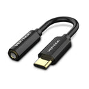 Vention Type-C to 3.5mm Audio Cable 0.1M Black Metal Type (VEN-CFIBA)