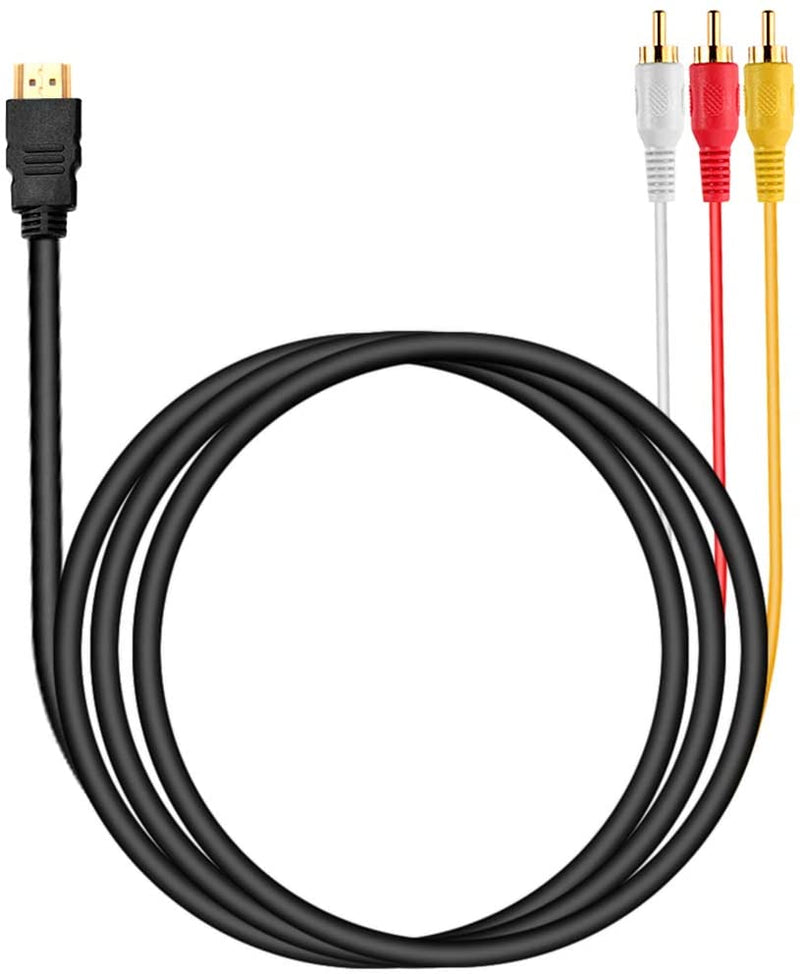 HDMI to RCA Cable, 1080P HDMI Male to 3rca Video Audio (B07Z6BD93L) AV Composite Male M / M Connector Adapter Cable Cord Transmitter (NO Signal Conversion Function), One-Way Transmission from HDMI to RCA for TV HDTV