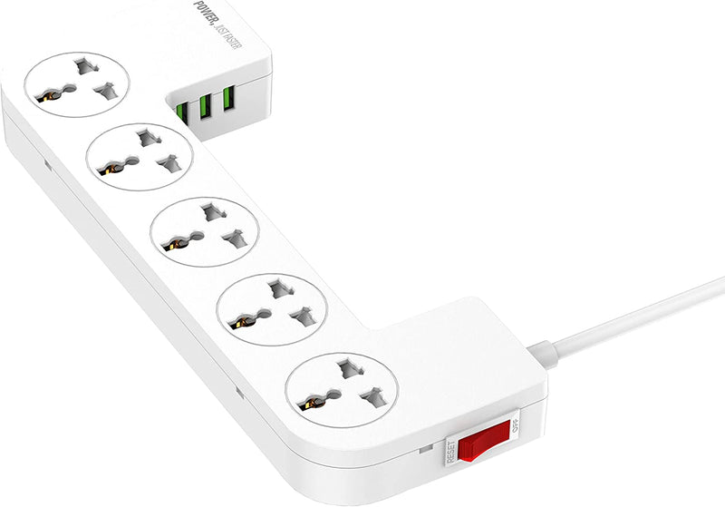 LDNIO Smart Management Power Extension Box With 5 Socket Ports and 3 USB fast charging Ports, 2M - SC5309