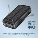 Promate Ecolight solar 20000mAh  Powerbank - with Built-in USB-C & Lightning Cables