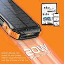 Promate Rugged Ecolight solar 10000mAh  Powerbank - with Built-in USB-C & Lightning Cables