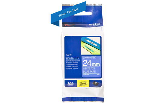 Brother TZe-555 Labelling Tape Cassette – White On Blue, 24mm wide