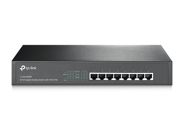 TP-LINK 8-Port Gigabit Desktop/Rackmount Switch with 8-Port PoE+ - TL-SG1008PE