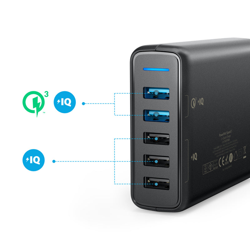 Anker (A2054L11) PowerPort 5 with Dual Quick Charge 3.0