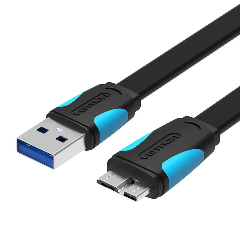 Vention Flat USB 3.0 A Male to Micro B Male Cable 0.5 M Black (VEN-VAS-A12-B050)