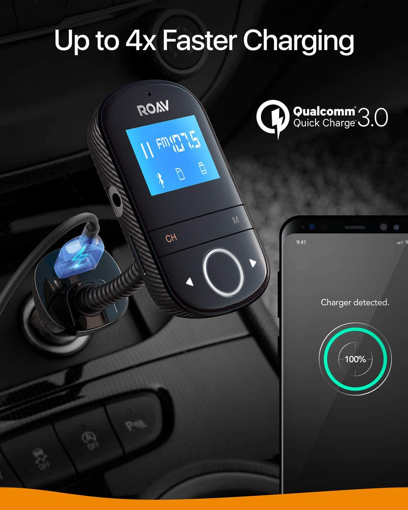 Anker ROAV SmartCharge F3 Wireless Bluetooth 4.2 FM Transmitter for Car (R5132Z11)