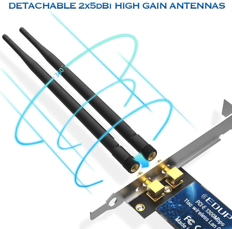 Pci Express WiFi Card(EP-9607S 1300) Ac1300 PCIe Wireless Adapter 2.4/5 Ghz Dual Band internet Card