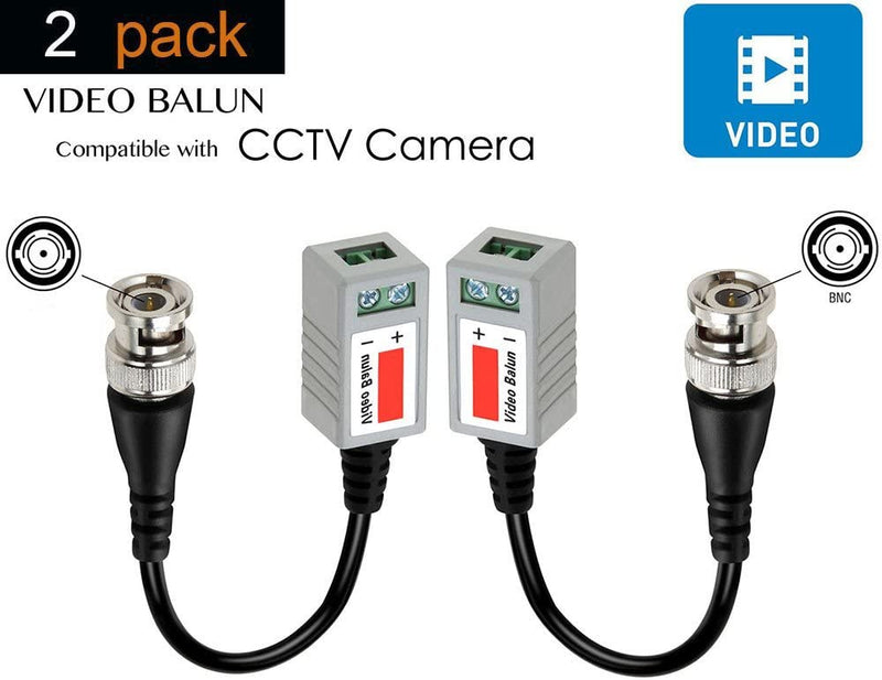 Video Balun Transceiver, Ankey 2 Pack Video Balun Network Transceiver with Video Audio Power Connectors (3216562199)