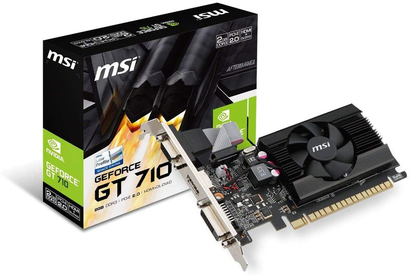 MSI Gaming GeForce GT 710 2GB GDRR3 64-bit HDCP Support DirectX 12 OpenGL 4.5 Single Fan Low Profile Graphics Card (GT 710 2GD3 LP)
