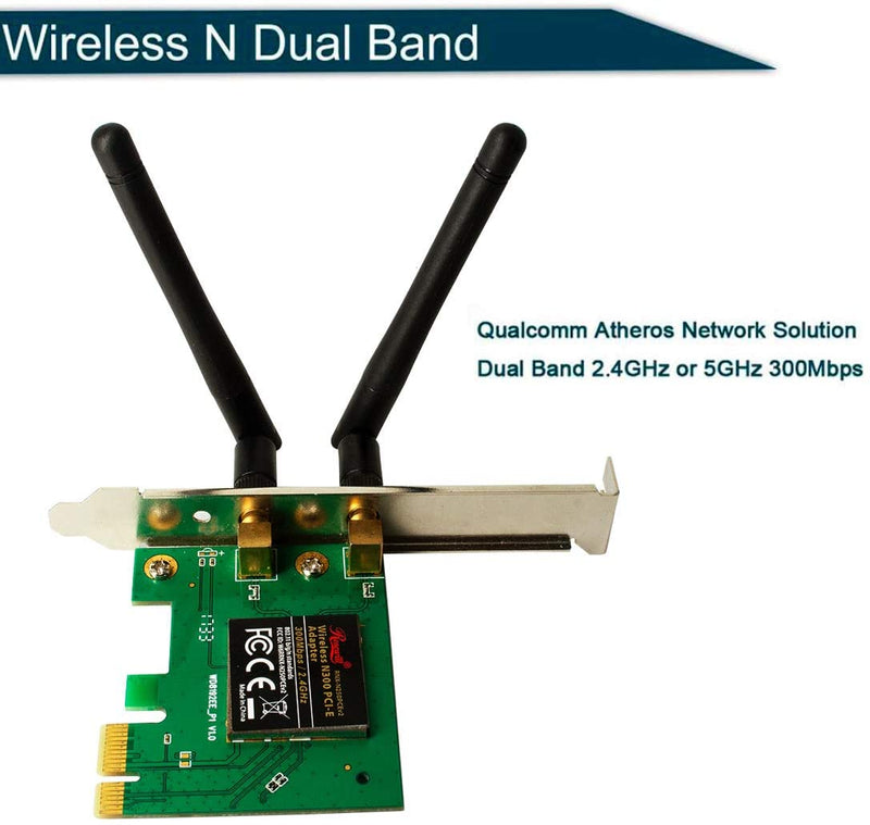 PCI-e PCI Express Network Card (8541711260) 802.11b/g/n 300Mbps Wireless WiFi Card Adapter with 2 Detachable 2DB Antenna