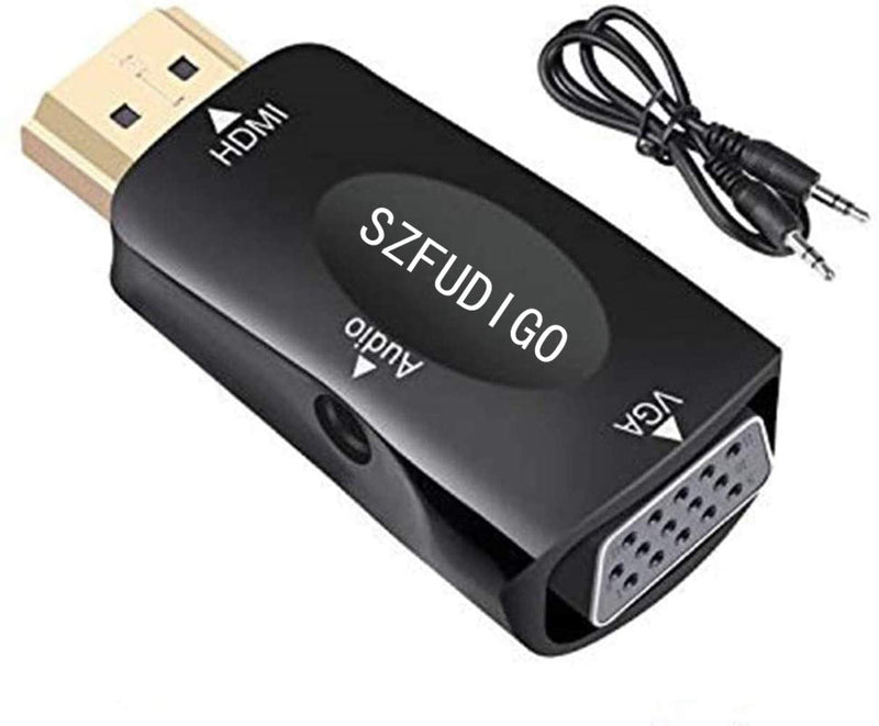 FUDIGO HDMI to VGA Adapter with 3.5 Audio Streaming (B07QDYGFV2)1080P HDMI to VGA Converter Plug for Computer, PC, Laptop HDTV Displayer Projectors