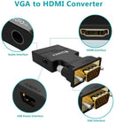 VGA to HDMI adapter converter with audio (B07121Y1Z3) ,VGA source output from PC to TV / Monitor with HDMI connector), FOINNEX Active VGA Male to HDMI female 1080p video dongle adapter