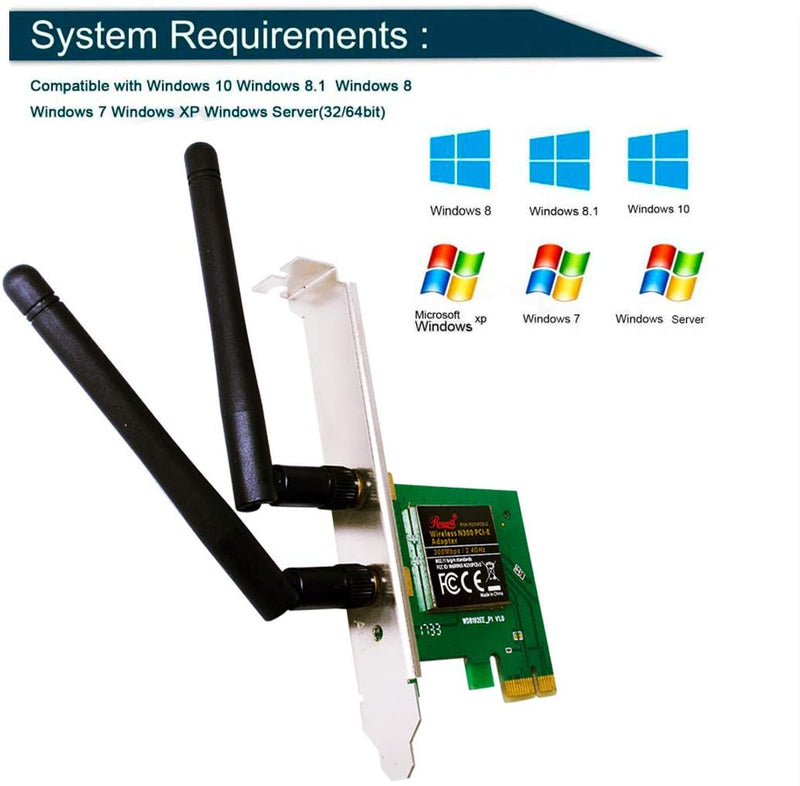 PCI-e PCI Express Network Card (8541711260) 802.11b/g/n 300Mbps Wireless WiFi Card Adapter with 2 Detachable 2DB Antenna
