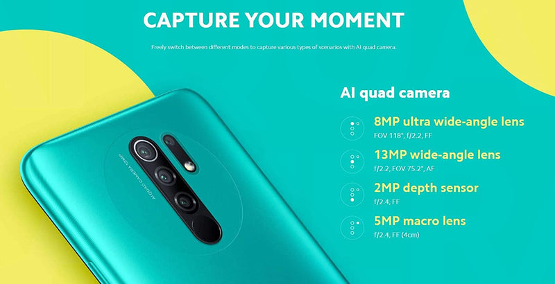 Xiaomi Redmi 9 64GB, 4GB RAM, 6.53" Full HD + AI Quad Camera, LTE Factory Unlocked Smartphone (B08B3VCF9G)