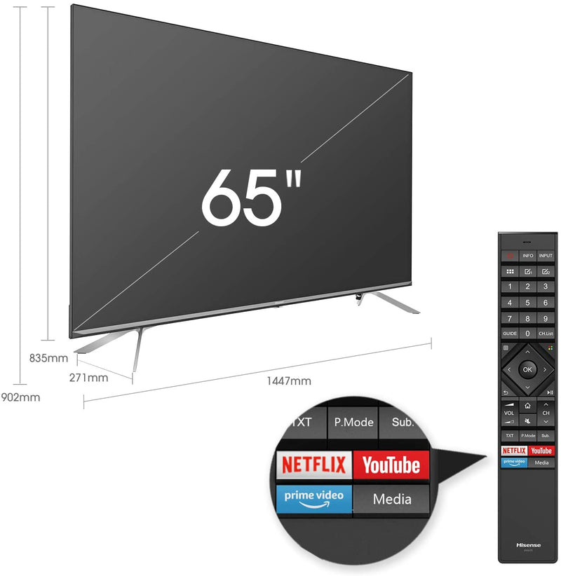 Hisense 65inch 65U7WF 4K ULED Ultra HD Smart Android TV