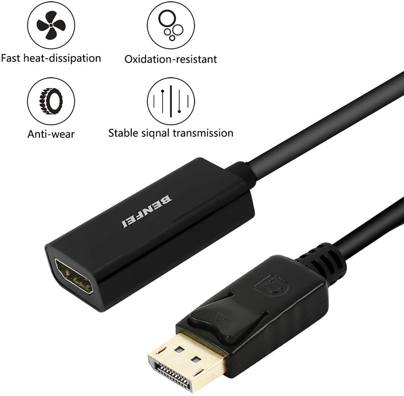 Benfei DisplayPort to HDMI adapter (B017Q8ZVWK), 4K, (male to female); compatible with Lenovo, Dell, HP and other brands.