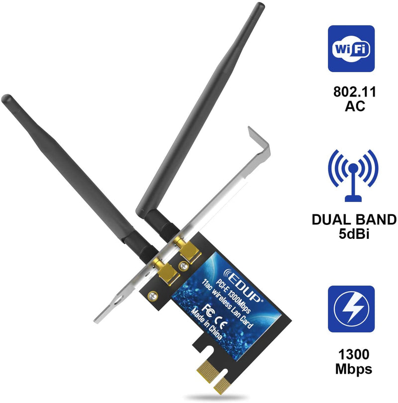 Pci Express WiFi Card(EP-9607S 1300) Ac1300 PCIe Wireless Adapter 2.4/5 Ghz Dual Band internet Card