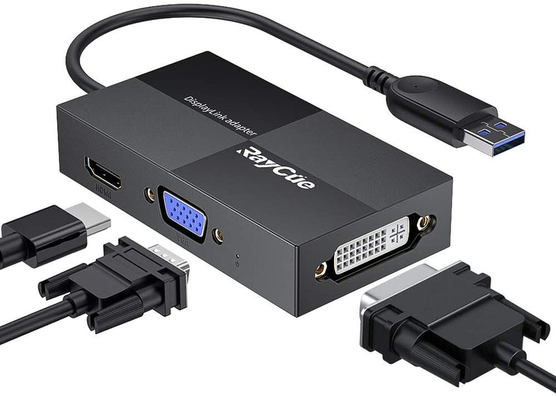 USB to HDMI VGA DVI Adapter (B07X3273C4), USB3.0 Converter with 2K Full HD 2048x1152 for Multiple Monitors, Compatible with Windows 7/8/10, Mac OS X,