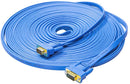 DTECH 10m Flat VGA Cable (DT-69F10B) Long 32 Feet Gold Plated Male to Male 15 Pin Connector Ultra Slim Blue Wire for Computer Monitor SVGA Projector