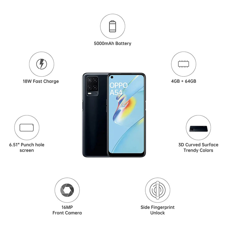 Oppo A54 Smartphone - 4GB 64GB 6.51″ Display