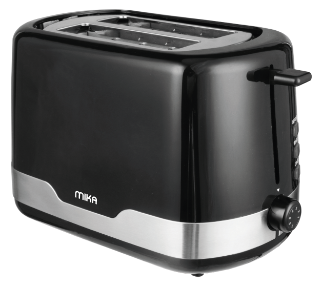 Mika MTS2204 2 Slice Toaster - High Lift Lever, Reheat, Browning and Cancel Function, Slide-out Crumb Tray