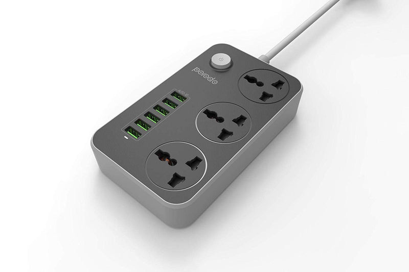 Porodo 6 usb ports 3 power sockets extension cable (PD-S3604-BK)