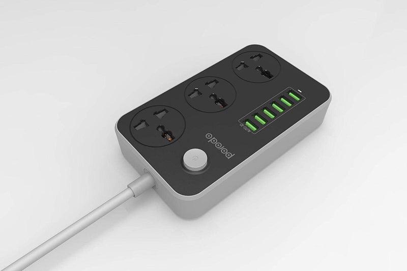 Porodo 6 usb ports 3 power sockets extension cable (PD-S3604-BK)