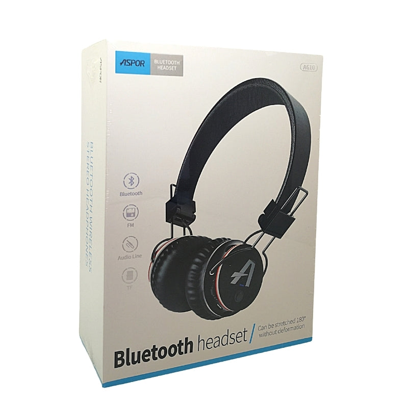 Aspor A610 Bluetooth HeadSet - TF card, 10Hrs Play time, 2Hrs Charging Time