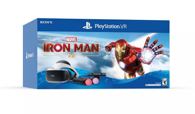 Sony Marvel's Iron Man Bundle PlayStation VR -  Playstation VR headset, Playstation camera, 2 Playstation move motion controllers, Marvel's iron man VR blue-rays disc, and Demo disc 3.0.