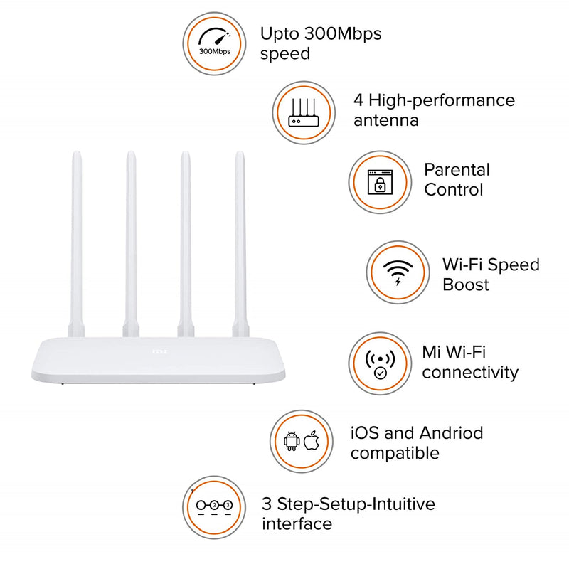 Xiaomi Mi Smart Router 4C, 300 Mbps with 4 high-Performance Antenna(‎R4CM)