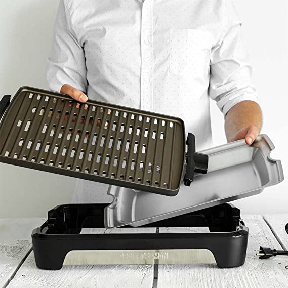 George Foreman 25850 Smokeless BBQ Grill - Easy grip handle, Removable plates