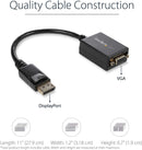 StarTech DisplayPort to VGA Video Adapter Converter DP2VGA2- Active - 1080p - DP to VGA Converter (DP2VGA2) Black