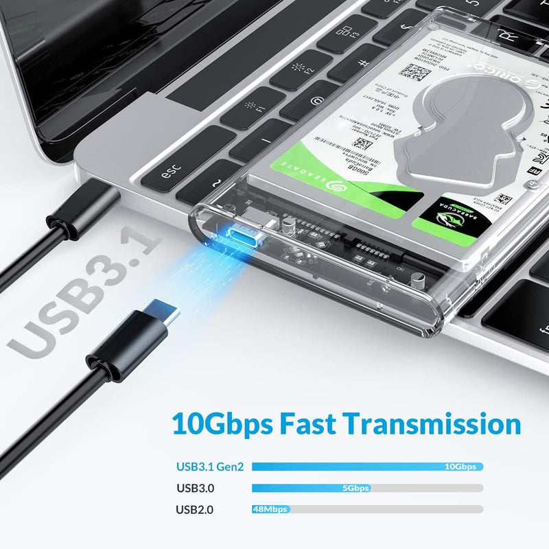 ORICO 2.5 External Drive Enclosure SATA to USB C 3.1 Gen2 6Gbps Transparent Hard Disk Adapter