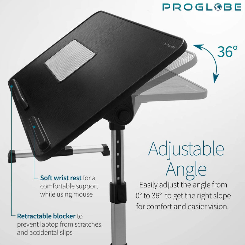 ‎Proglobe Adjustable Lap Desk with Cooling Fan, Proglobe Lapdesk with Fans, Laptop Stand with Adjustable Height