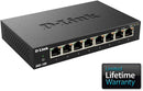 D-Link Ethernet Switch, 8 Port Gigabit Unmanaged Metal Fanless Desktop or Wall Mount Design (DGS-108)