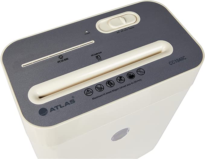 Atlas CC1040 CrossCut Paper Shredder(AS-S2-CC1040) – 10 sheets, Din Security Level: P-4, Bin Capacity: 17.4 Liter