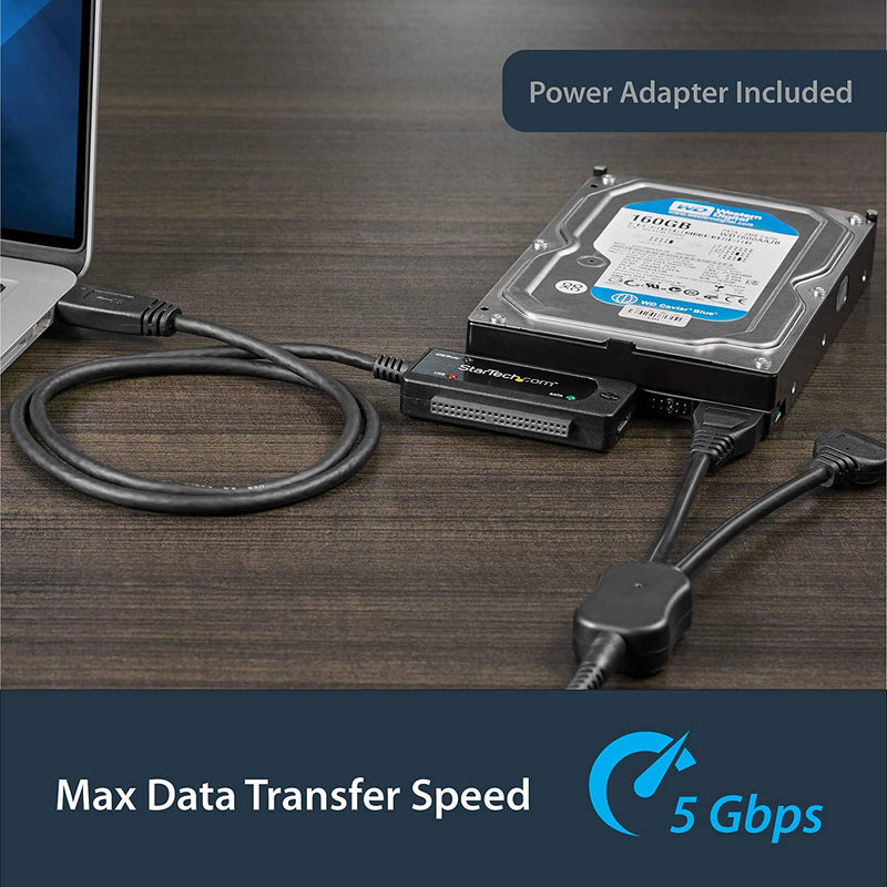 USB to SATA IDE Adapter - 2.5in / 3.5in - External Hard Drive to USB Converter – Hard Drive Transfer Cable (USB3SSATAIDE)