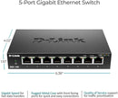 D-Link Ethernet Switch, 8 Port Gigabit Unmanaged Metal Fanless Desktop or Wall Mount Design (DGS-108)
