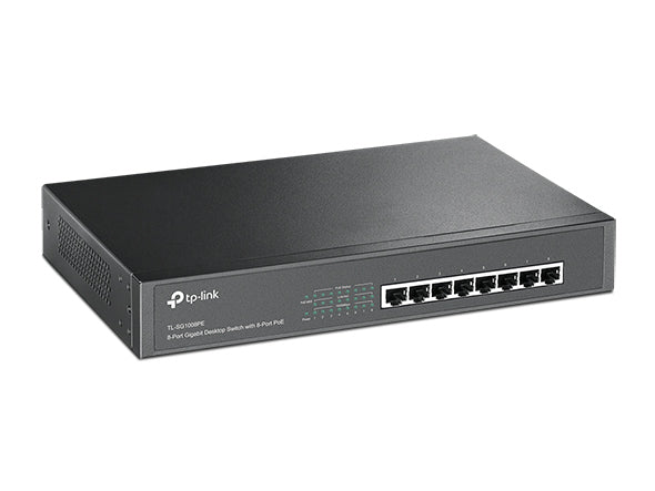 TP-LINK 8-Port Gigabit Desktop/Rackmount Switch with 8-Port PoE+ - TL-SG1008PE