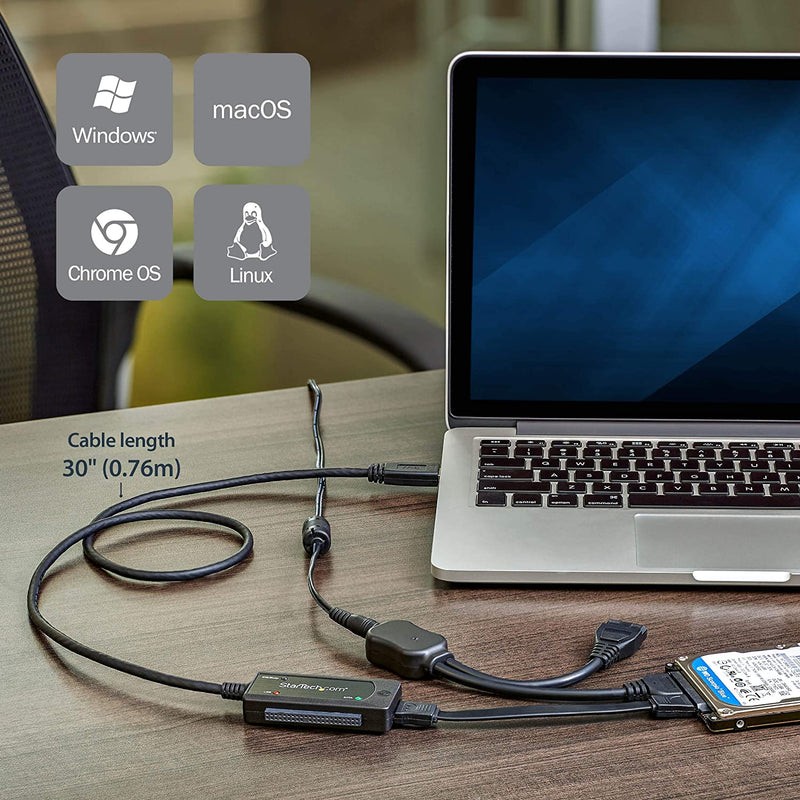 StarTech USB 3.0 to SATA IDE Adapter - 2.5in / 3.5in - External Hard Drive to USB Converter – Hard Drive Transfer Cable (USB3SSATAIDE)