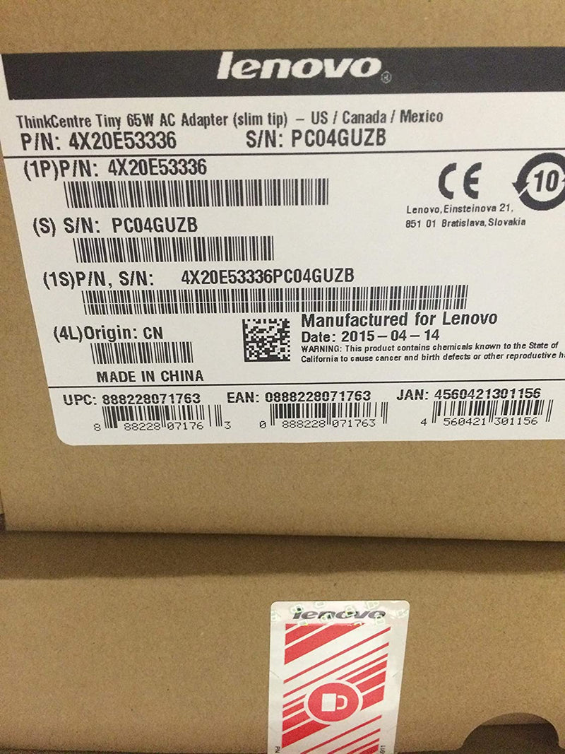 Lenovo Think Centre Slim Tip Tiny 65W AC Adapter 4X20E53336