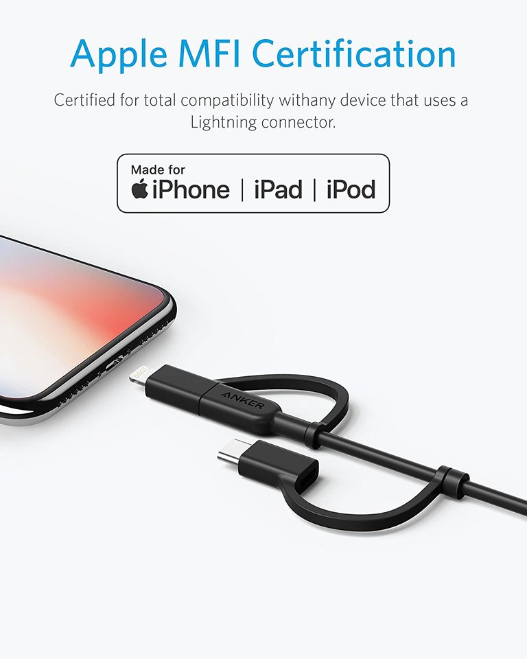 Anker PowerLine II 3-in-1 Cable Lightning/Type C (USB C)/Micro USB (A8436H11)