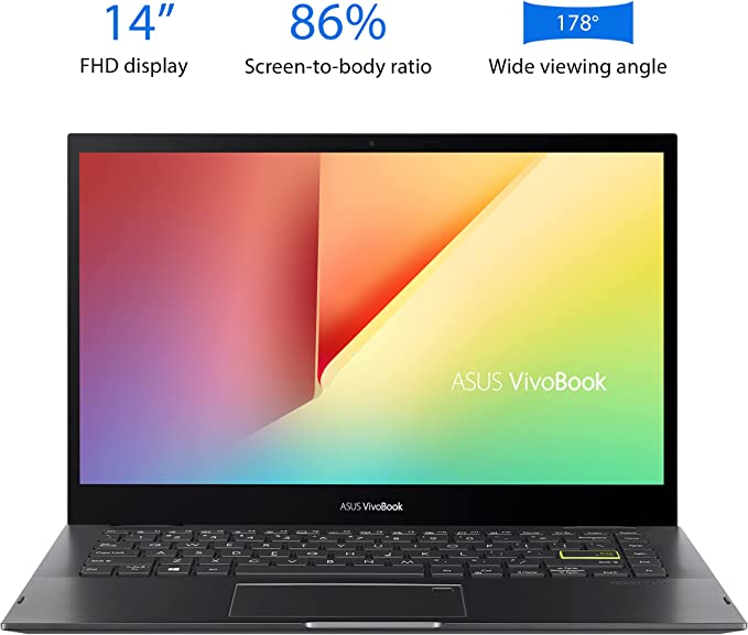 ASUS Vivobook Flip 14 TP470EA-EC476W (90NB0S01-M00F50) Laptop - i5, 256GB SSD, 8GB RAM, 14" Inch FHD Display Touch Screen