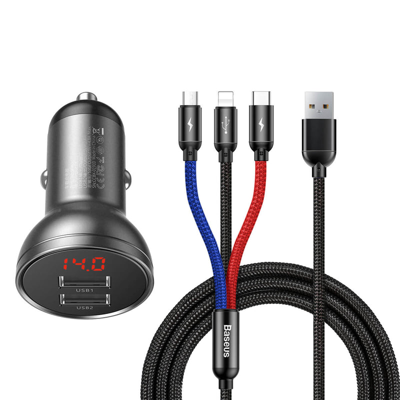Baseus 3 in 1 Car Charger Suit 
