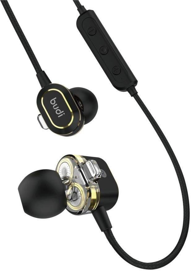 Budi Wireless Earphones - 14 Hours Music Time , Double Moving Coil