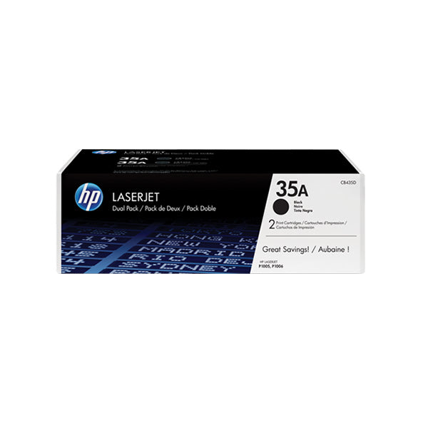 HP 35A 2-pack Black Original LaserJet Toner Cartridges (CB435AD)