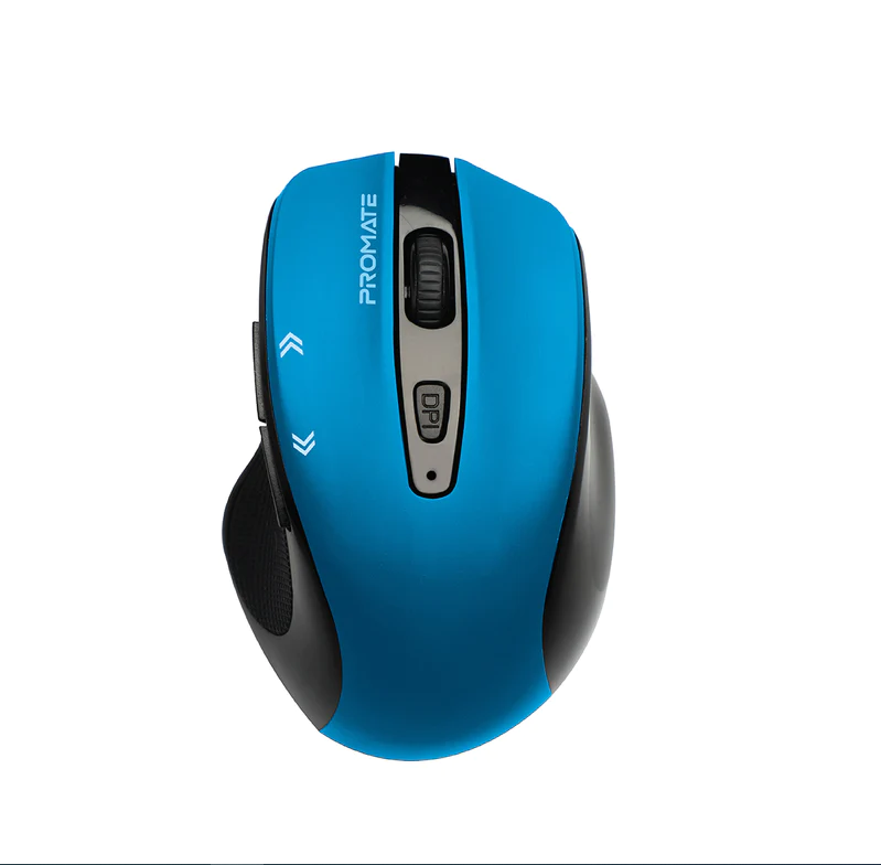 Promate 1600DPI Contoured Wireless Mouse (CURSOR) - Adjustable 1600 DPI, EZGrip Ergonomic Design