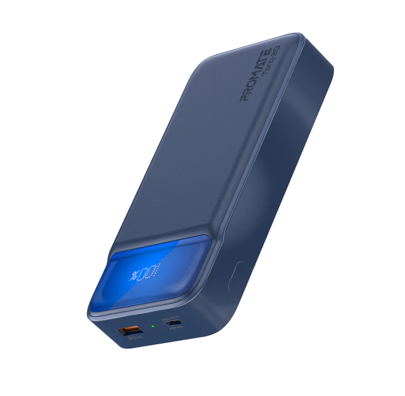 Promate 20000mAh Ultra Slim Power Bank (TORQ-20) - 20W Power Delivery, Quick Charge 3.0 Ports